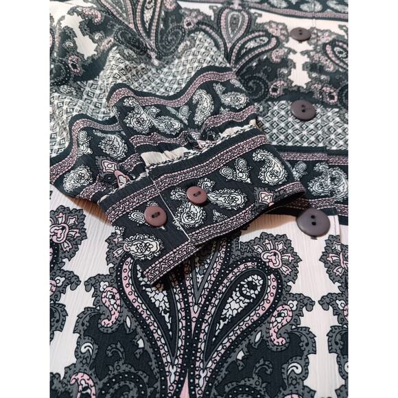 VINTAGE Gorgeous Tunic Top Long Blouse Shirt Size 18 Pale Pink Green Low Wrinkle - Picture 5 of 9